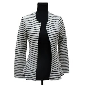 Anthro Dolan Left Coast Collection Cardigan XS Black White Striped Peplum Blazer